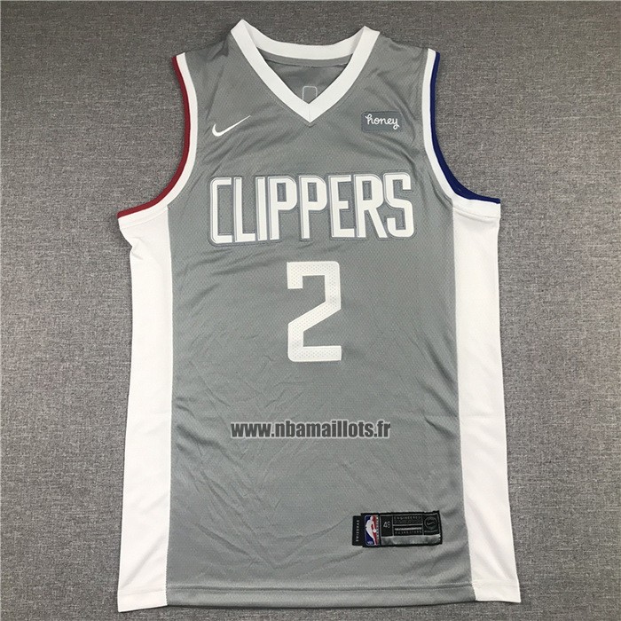 Maillot Los Angeles Clippers Kawhi Leonard No 2 Earned 2020-21 Gris